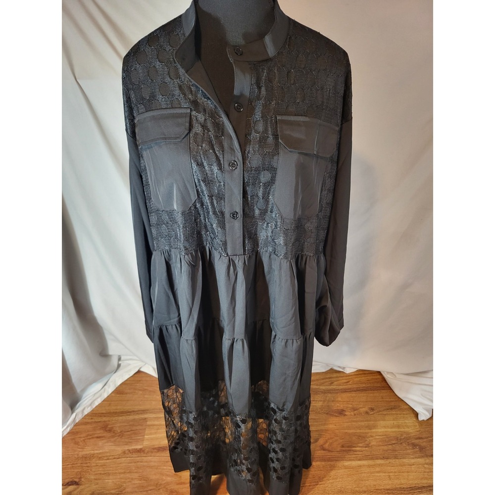 C Yard Black Lagenlook Oversized Dress Babydoll‎
